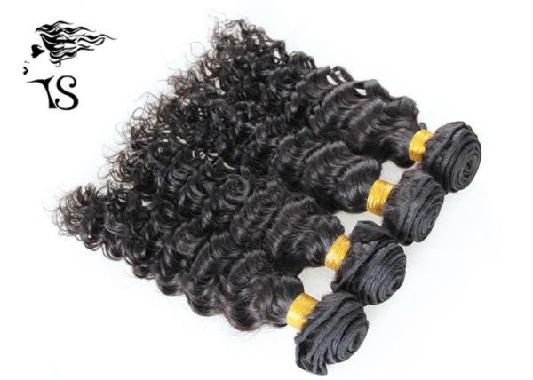 Non Remy Human Hair Weft Hair Extensions Deep Wave 4 Bundles No Tangle