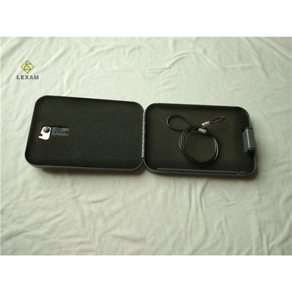 Grey Powder Coated Portable Handgun Safe Steel Cable 3 Tumbler Combination Lock