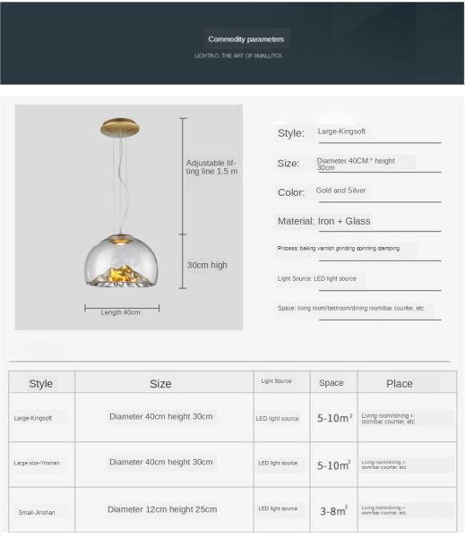Mountain View Glass Pendant Light Nordic island pendant lights creative coffee bar lamp(WH-GP-97)