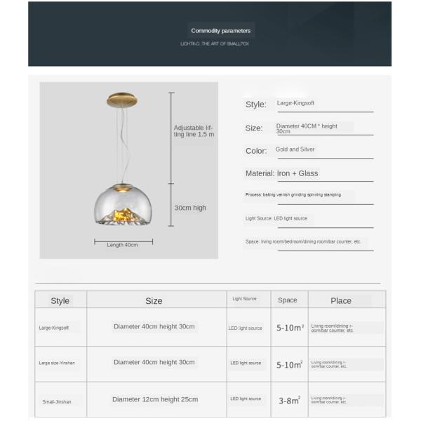 Mountain View Glass Pendant Light Nordic island pendant lights creative coffee bar lamp(WH-GP-97)