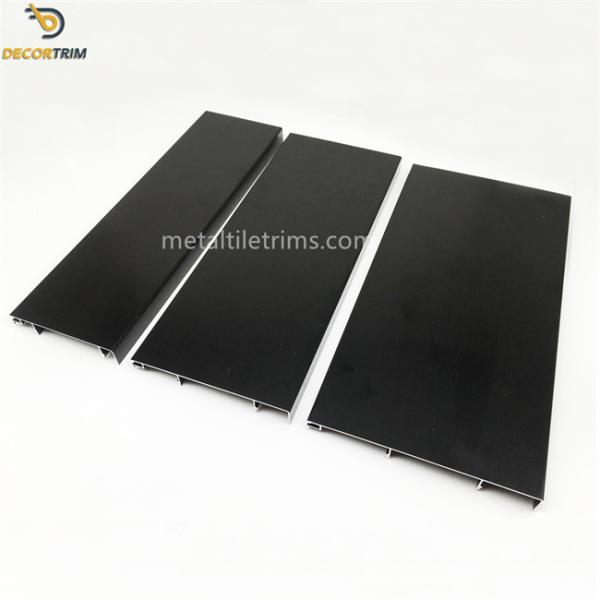 Brush Bright Black Skirting Board Profiles 80mm Aluminum Alloy 6063 Material