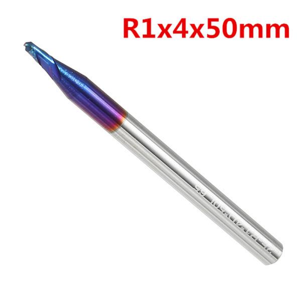 Alta precisão Tungsténio Carbide bola nariz final moinho 2 flautas HRC65 R0.5-R3mm Naco revestido