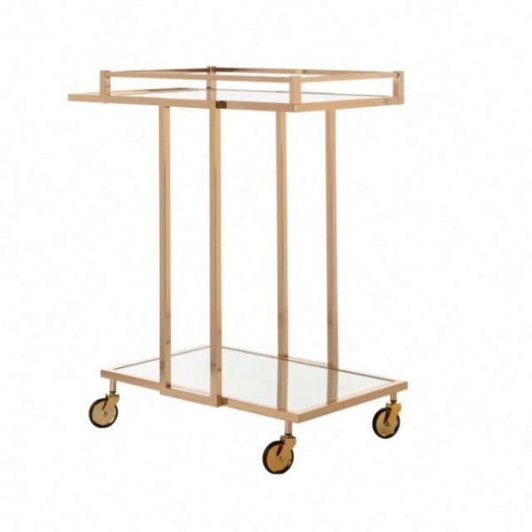 Steel Frame Gold Glass Bar Cart Beverage Liquor Trolley Furniture