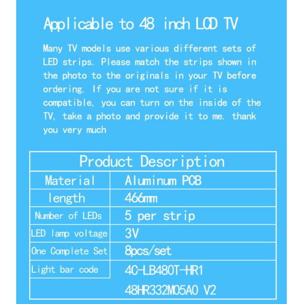 48 дюймовый фонарь на телевизоре Toshiba для 4C-LB480T-HR1 48HR332M05A0 V2 48L26CMC 48L2500C 48L2600C 48L25EBC