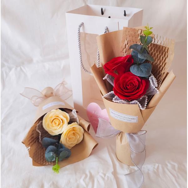 Artificial rose single bar soap bouquet, carnation everlasting flower, festival gift decoration