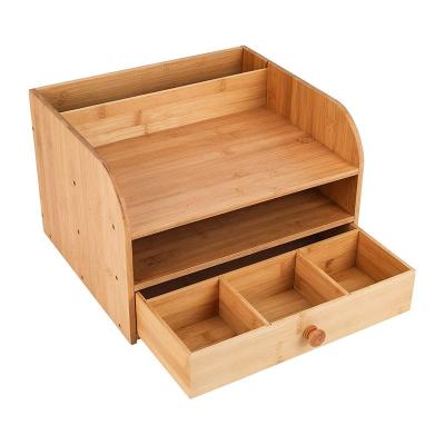 13 X 11.4 X 8.7 polegadas Organizador de Mesa de Bambú para Escritório Com Caixa
