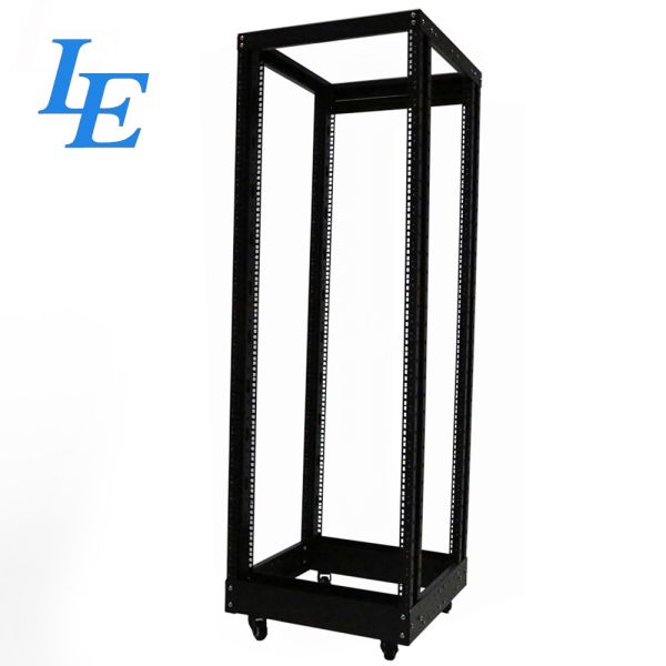 LE-RD Heavy Duty Open Rack SPCC Steel Construction Powder Coated Finish Adjustable Depth Mobile Solution4 Post Open Frame Server Rack 18U-47U 600mm-1000mm Depth 500kg Load Capacity SPCC Steel CE