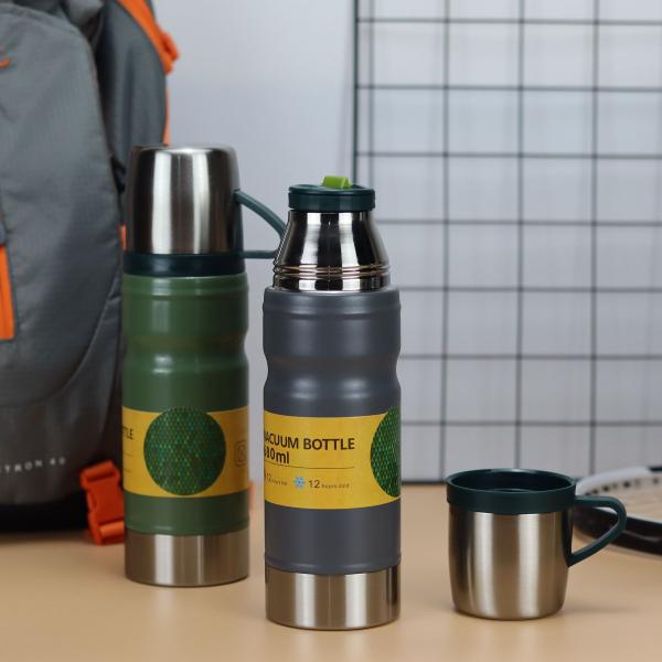 Business Vacuum Bottle Type Outdoor Flask Set with Large Capacity and 3 Lids