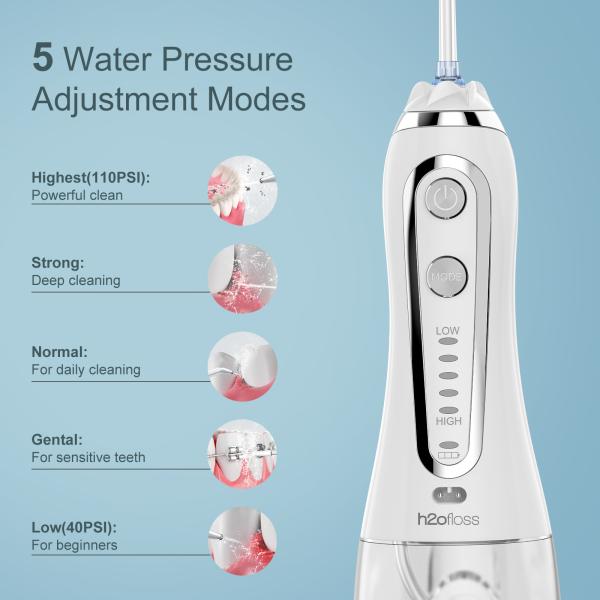 CE UKCA Approved Cordless Water Flosser With 5 Work Modes Water Pick