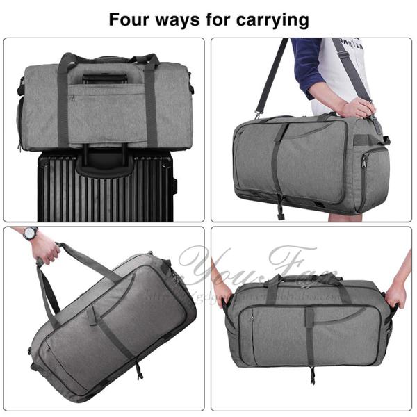 Foldable Travel Duffel Bags ,  Mens Weekend Travel Bag With Shoe Compartment