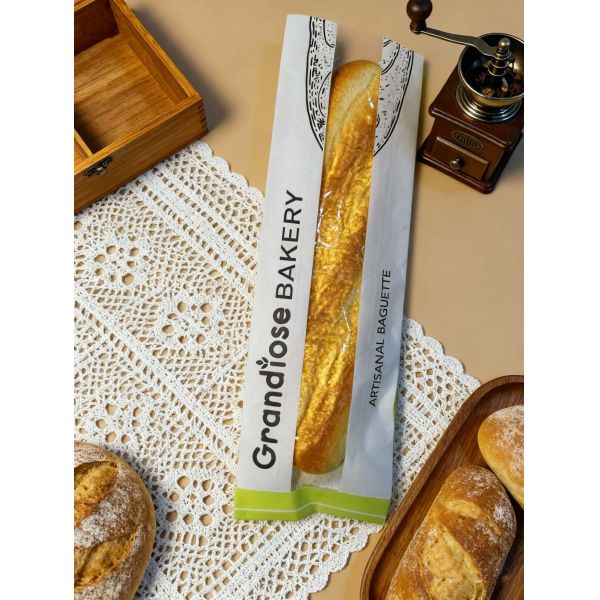 Micro Perforated Flat Satchel Kraft Paper Bag With Clear  Window Fresh And Breathable Bakery Bag Bread Bag Food Bag
