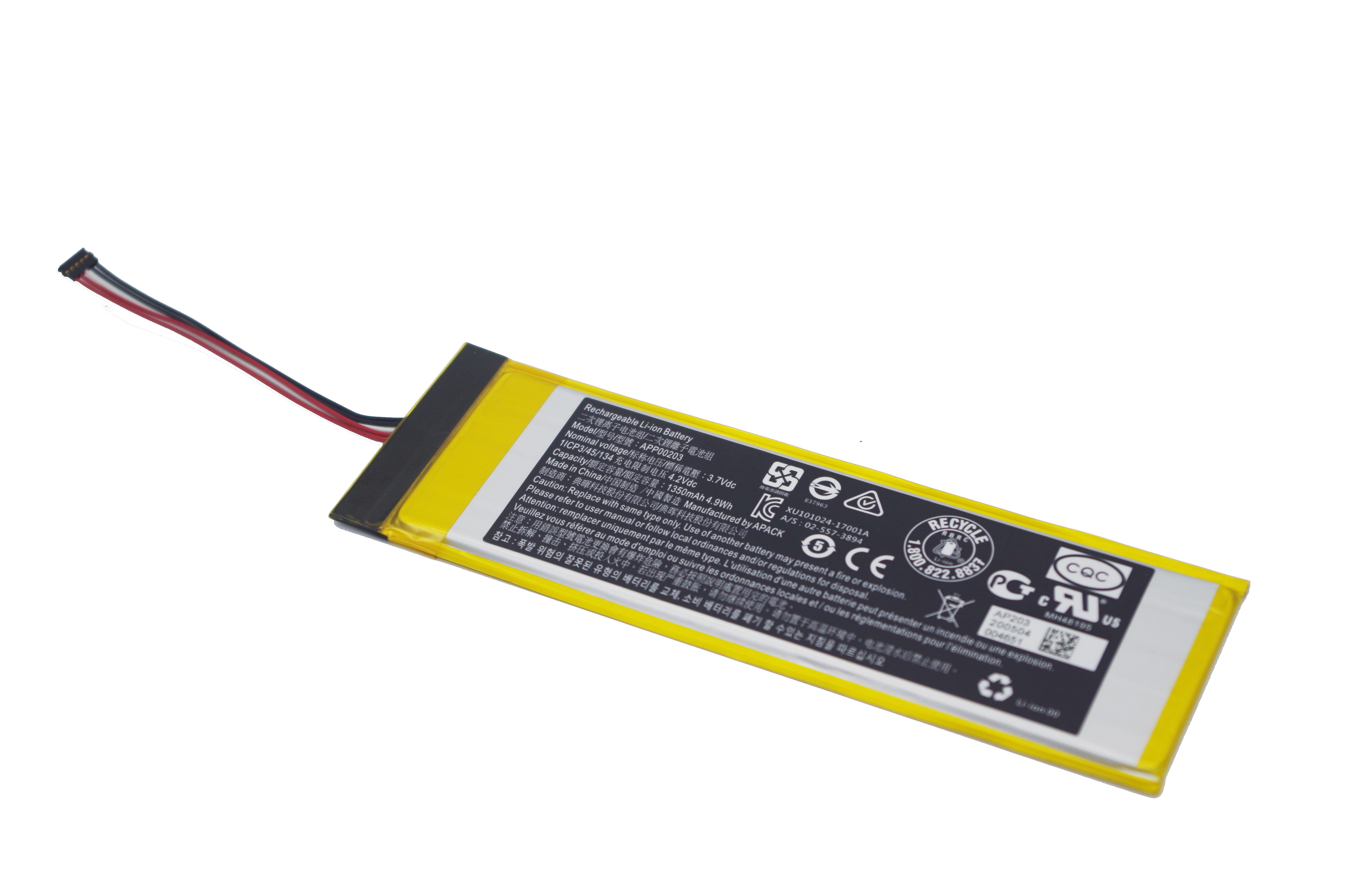 ультратонкие перезаряжаемые батареи полимера лития 1350mAh с PCB