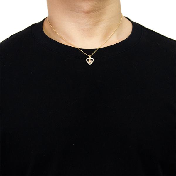 Collar con forma de corazón pequeño con diamantes brillantes chapado en oro de 14 quilates para mamá