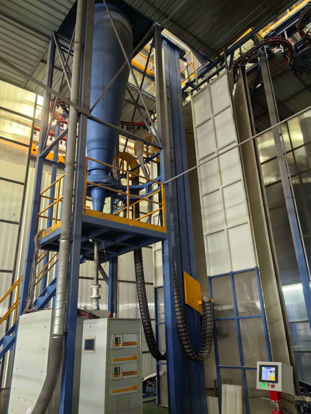 Gema Spraying Device Aluminum Profiles Vertical Powder Coating Line