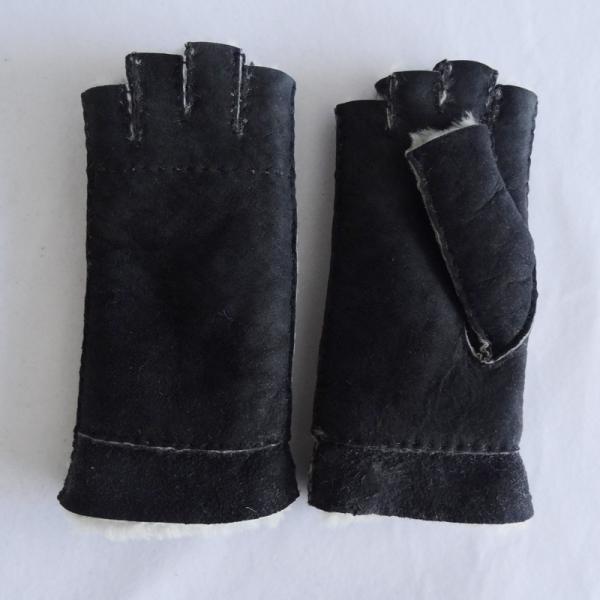 Winter Shearling Sheepskin Gloves Double Face Fur Lining Sheepskin Gloves Female Half Finger