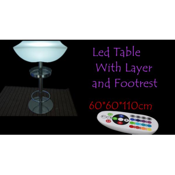 Tabelas de cocktail iluminadas diodo emissor de luz coloridas recarregáveis com camada e assento para pés da garrafa