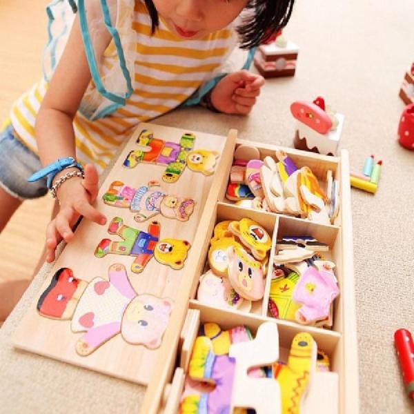 Wooden Animal Dressing Show Educational Toys For 3 + Children