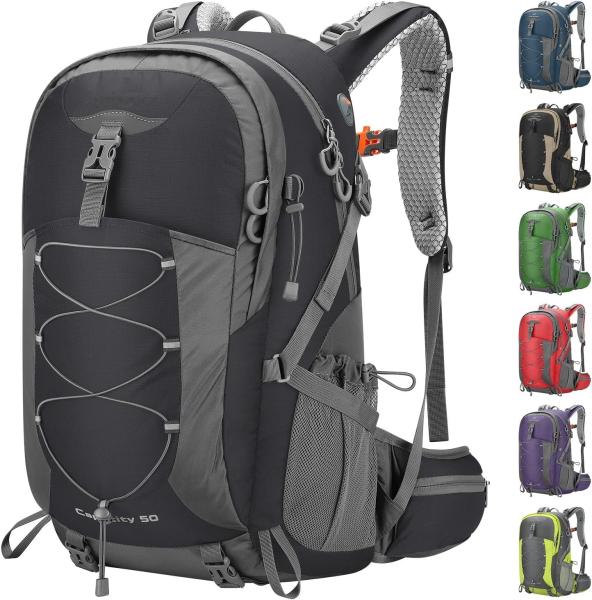 Hiking Backpack,Camping Backpack,50L Waterproof Hiking Daypack with Rain Cover,Lightweight Travel Backpack