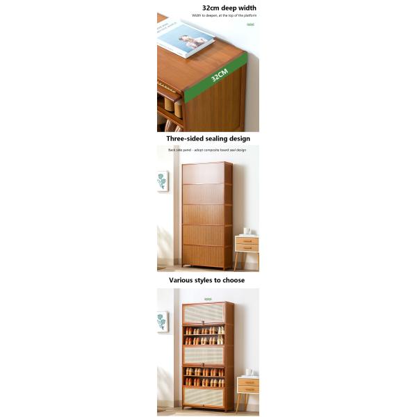 Modern Wooden Shoe Cupboard Rack Storage Organizer 5 Tier