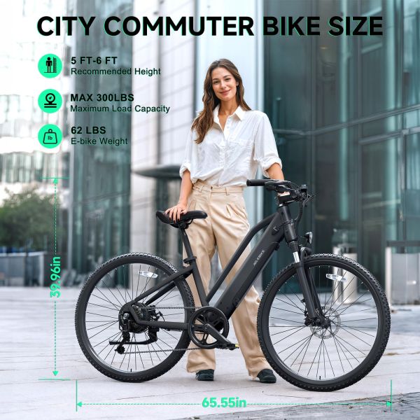 C622 500W Electric City Bike 48V Lithium Electric Mountain Bike with Lithium Battery Carbon Steel Frame 7-Speed Brushless Motor