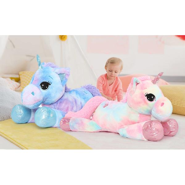 MorisMos 32in Giant Rainbow Pink Unicorn Stuffed Animals Soft Cotton Toys PP Filling Cute Birthday Decorations Bags Included