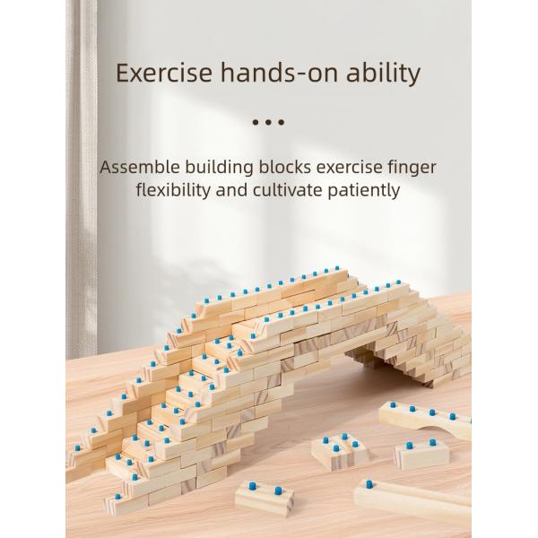 Natural Wooden Children's Early Education Creative Construction Building Bricks Block Puzzle Toys Kids Diy Assembly Set