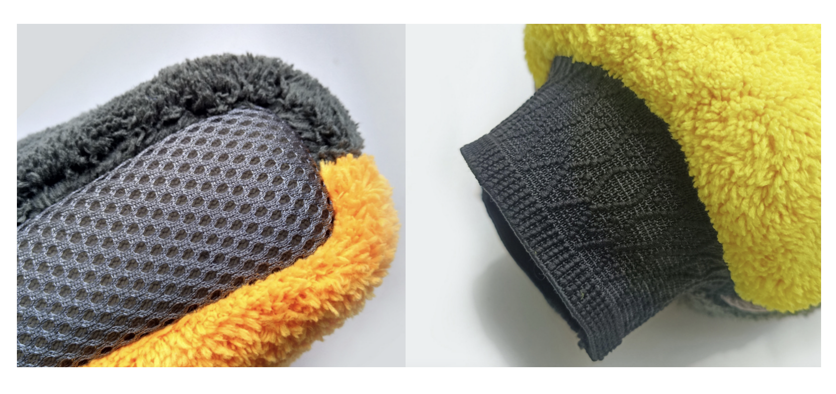 Dual Sided Plush Coral Fleece Car Wash Mitts With Scrubbing Mesh