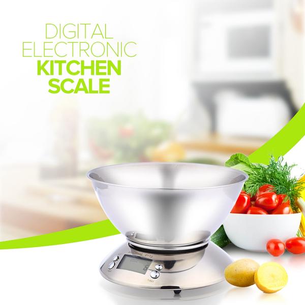 Upgrade Your Kitchen with Our Electronic Scale Stainless Steel Bowl 1g Increment and Temperature Measurement