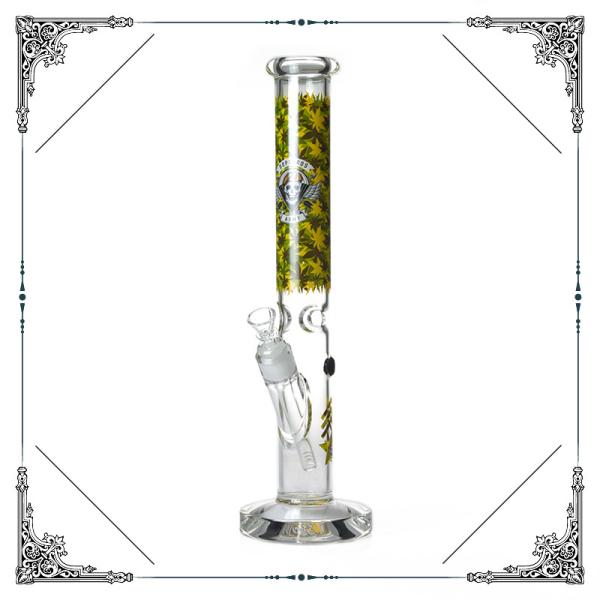 Straight Tube Grace Glass Water Bong 17'' Tall Heady Pressing Crystal Thick Base