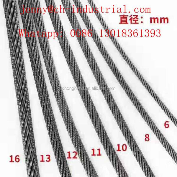 rise Elevator Carbon Steel Grade 9x19 Galvanized Steel Wire Ropes with Mixed Core