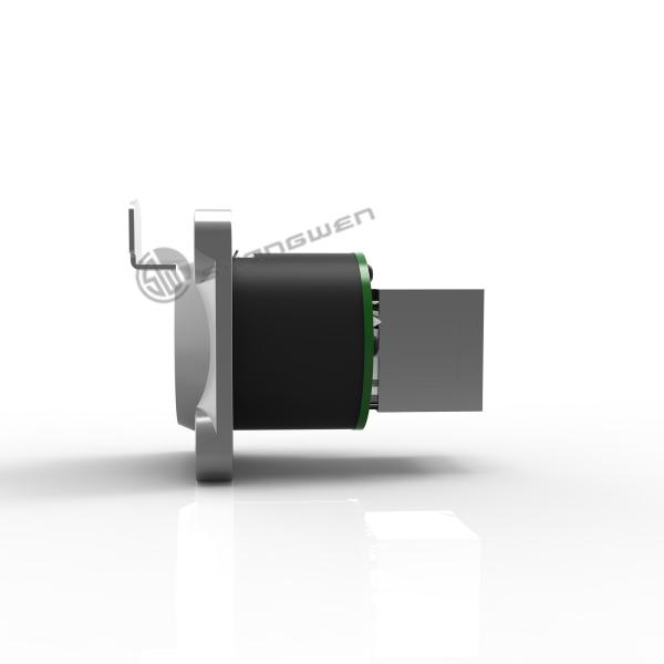 Conector de chasis Ethernet RJ45 de 8 pines para uso interior IP44 PA66 Conector angular para conector de señal de aviación