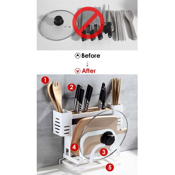 Fireproof Kitchen Countertop Shelf Rack , Pot Cover Holder 13x6x10inch Specification