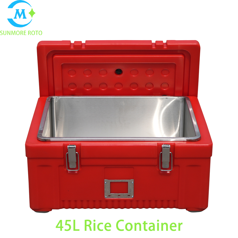 SUNMORE ROTO OEM 45L Rotomolded Thermal Rice Container, Stainless Steel Latch Sealed Insulated Food Storage Box For Catering Food Delivery