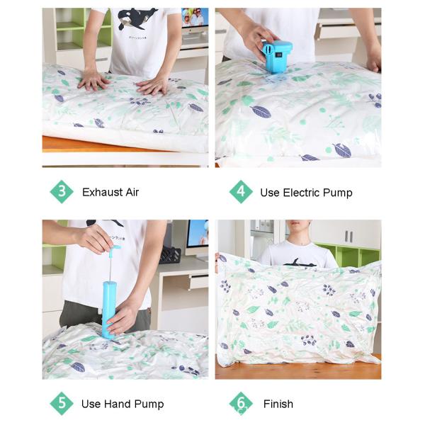 Pillow Packing Travel Space Saver Vacuum Compression Storage Bags With Electric Pump