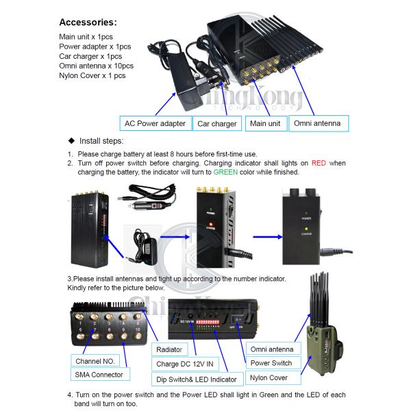 Крышка 4G 5G WIFI GPS AC110V нейлона иа АБС битор сигнала 10 антенн Handheld