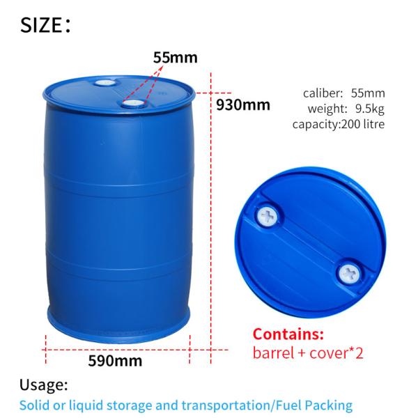 SIDUN 200l Blue Plastic 55 Gallon Plastic Drum With Drainage Hole