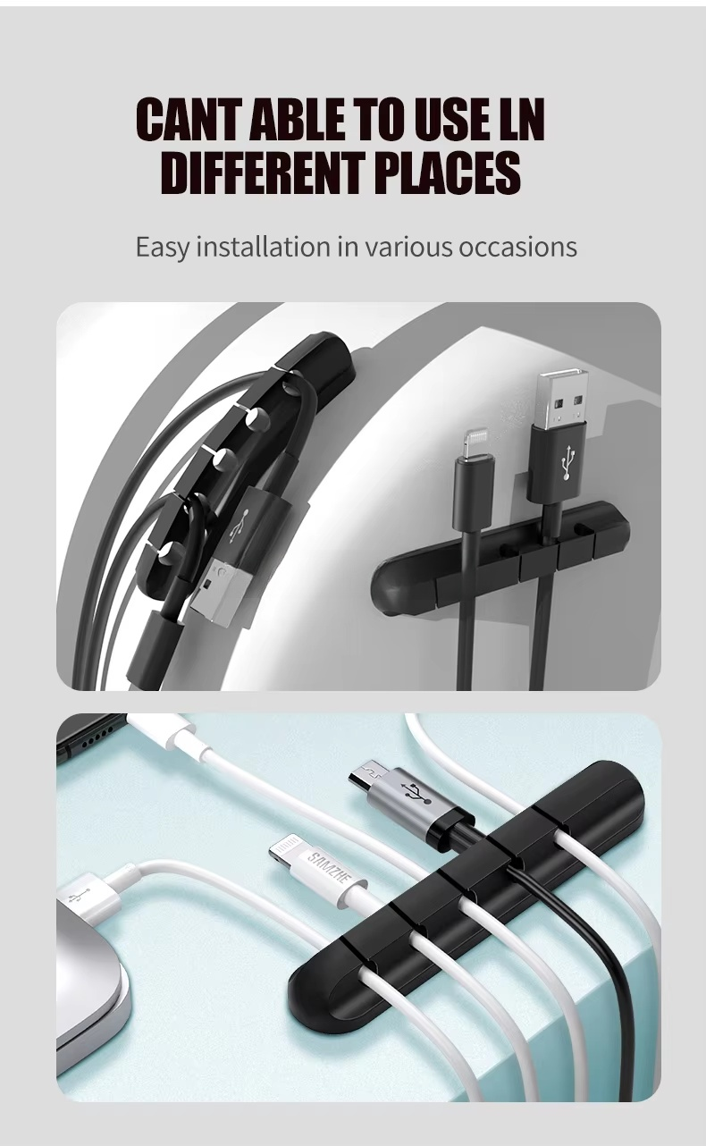 1-7 Slots Cable Wire Clips Customized For Office Home USB Wiring