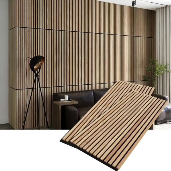 MQ Acoustic Wood Wall Panels for Interior  PET Felt Board Wooden Acoustical Slat Panel For Interior Decor 600*2400mm