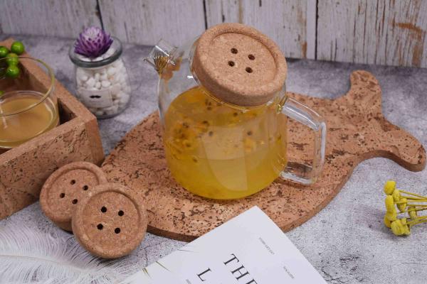 Jarro de vidro Cork Lids Dampproof Heat Insulation natural Eco Dampproof do bule