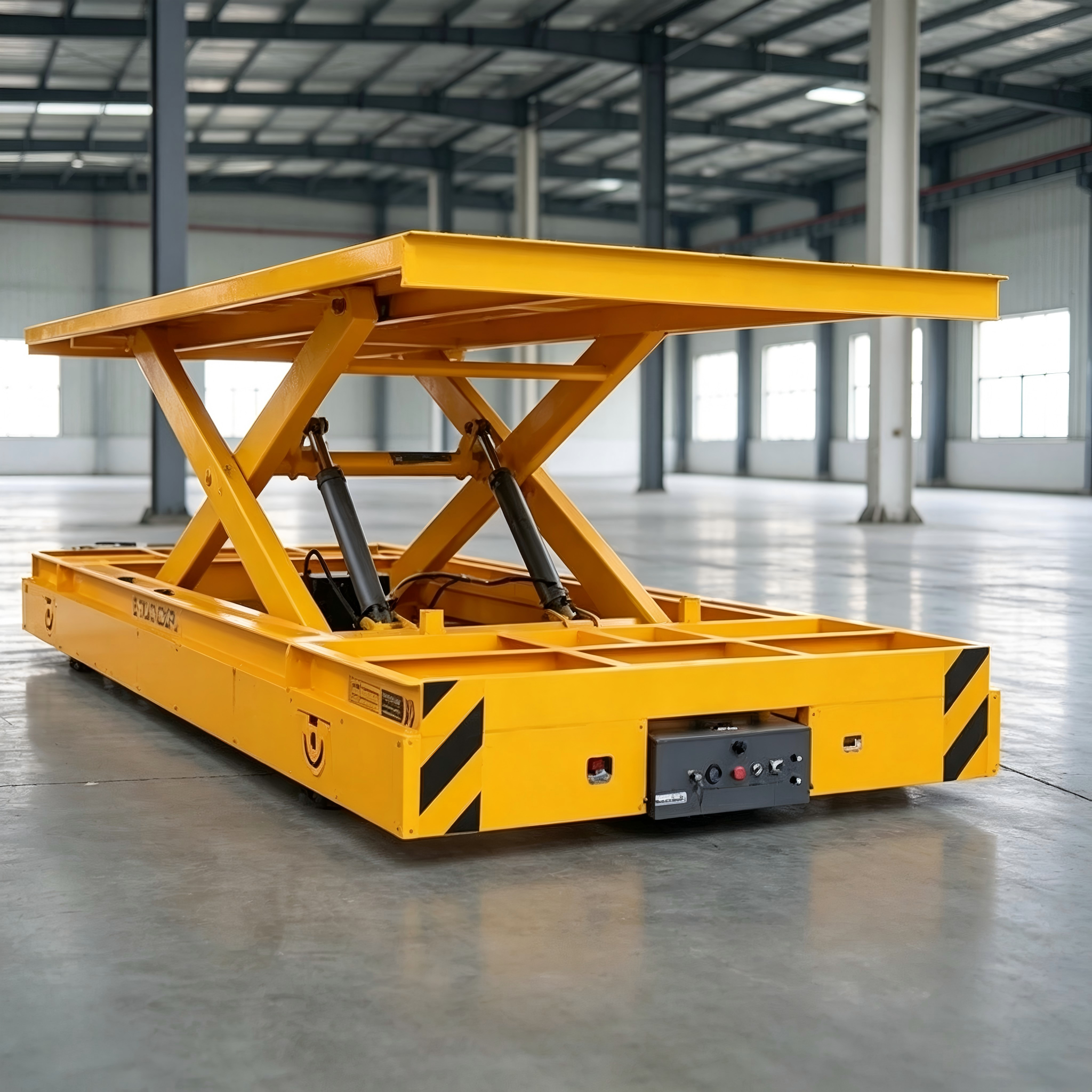 Trackless Lifting Transfer Cart Electric Hydraulic Lifting Platform Trolley For Factory Workshop Material Handling