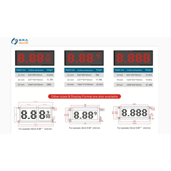 24-дюймовый цифровой светодиодный газовый знак для выставочного зала 5000 /м2 8000cd/м2 Яркость