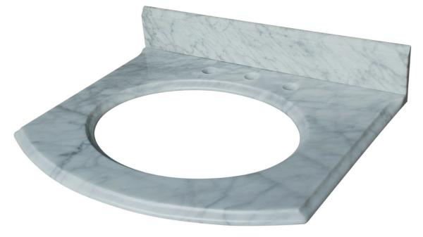 Nature White Marble Bathroom Countertops , Marble Island Countertop With Oval Sink
