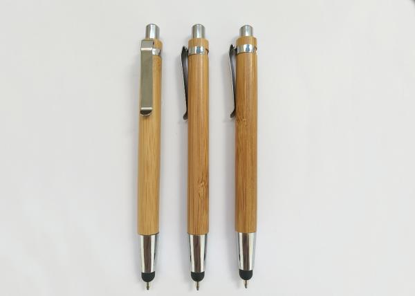 Recycled Bamboo Touch Pen with metal click and customized logo or silk printing for promotion