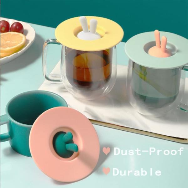 Силиконовые крышки чашек пищевого качества кроличье ухо Силиконовая крышка чашки Противопылевая герметичная печать Чайные чашки Горячие чашки крышка Кофейная чашка