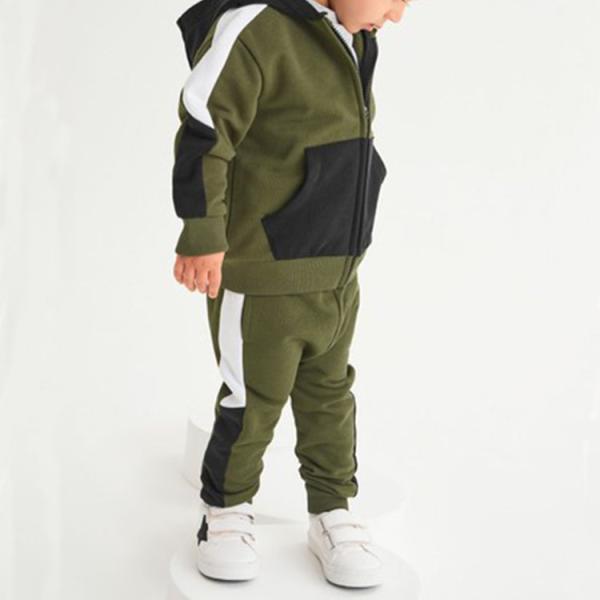 Coton garçons fermeture à glissière Sweatsuit ensemble de deux pièces vêtements pour enfants ensemble d'impression personnalisée