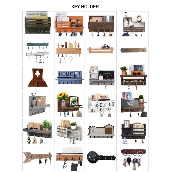 Customized Logo Wooden Key Holder Entryway Organizer for Personalized Home Storage