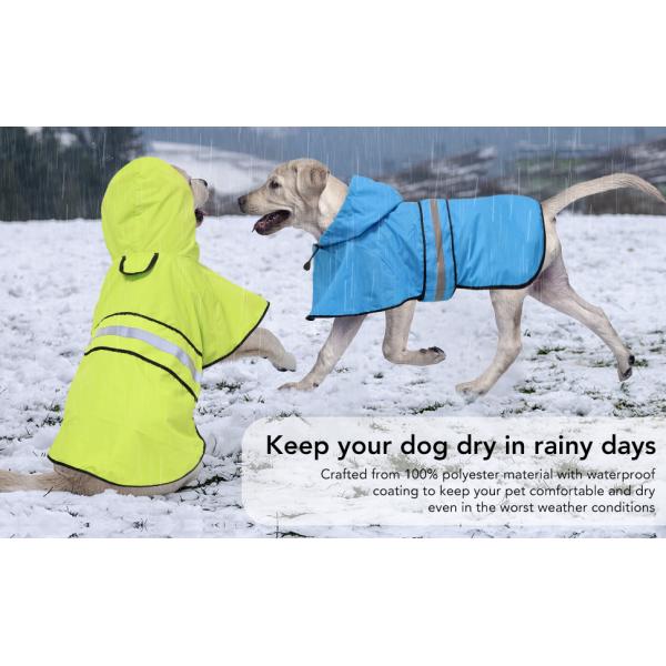Reflective Dog Raincoat - Adjustable Waterproof Raincoat for Dogs, Lightweight Dog Hooded Slicker Rain Coat Poncho