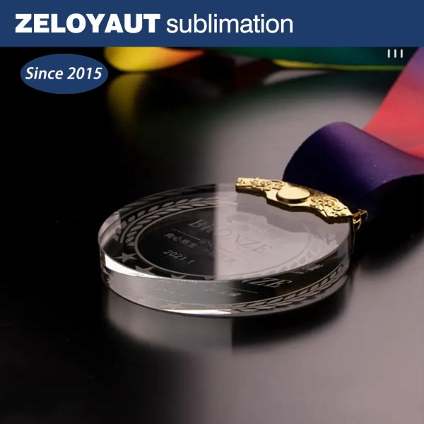 Wholesale Custom High Quality Sublimation Crystal Commemorative Medals Sports logo Glass Medal Diy Personalized Crystal Crafts