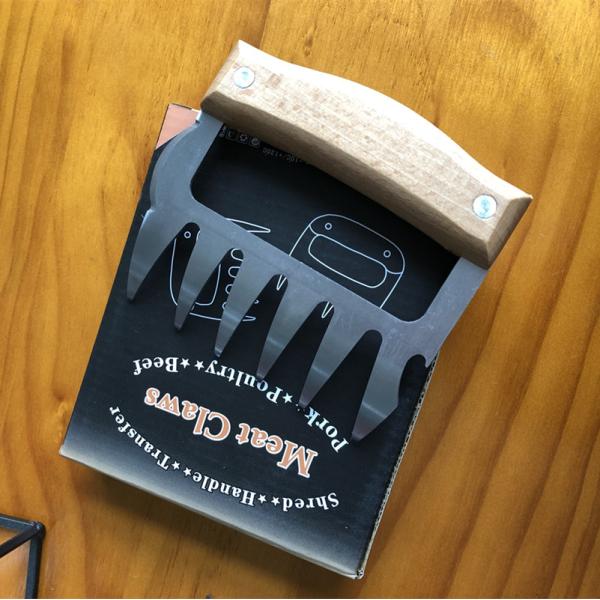 BBQ Pulled Pork Claws Shredder Bear Claws Meat Barbecue Tool Stainless Steel with Wood Handle