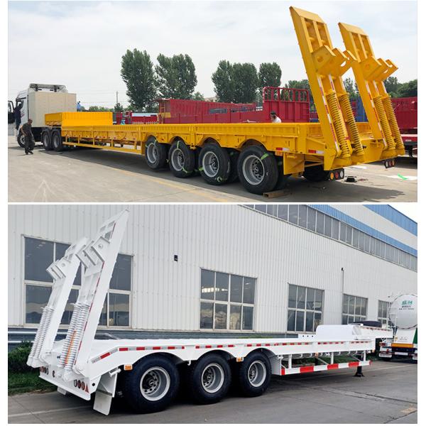 South Africa 3 Axles 60t Low Bed Trailer with Hydraulic and Grade Heavy Duty 80ton